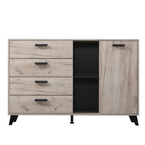 FYLLIANA 11007391 Κομότα Umbria 3K4F Grey Oak-Μαύρο 137,5χ40χ90,5εκ.