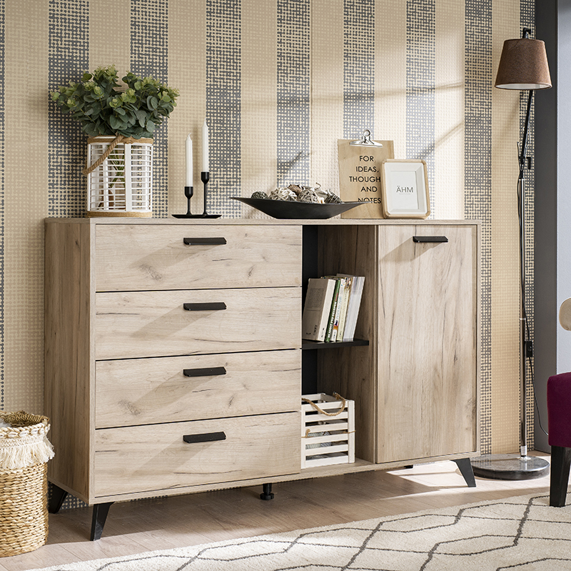 FYLLIANA 11007391 Κομότα Umbria 3K4F Grey Oak-Μαύρο 137,5χ40χ90,5εκ. FYLLIANA 11007391 Κομότα Umbria 3K4F Grey Oak-Μαύρο 137,5χ40χ90,5εκ.