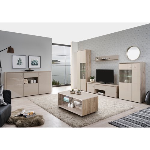 FORMA IDEALE 11007410 Ράφι Τοίχου Toscana Zp Grey Oak - Sand Γυαλιστερό Foil 121.5 x 19.5 x 20 0021393